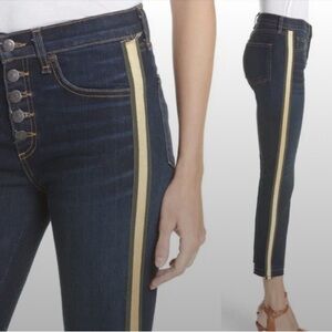 Veronica Beard Women's Dark Blue Jeans with Gold Stripe